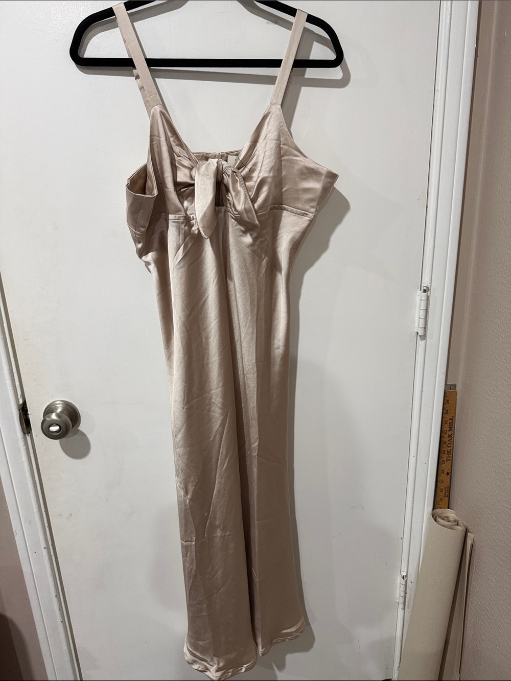 francesca's Champagne Satin Slip Front Dress - XL